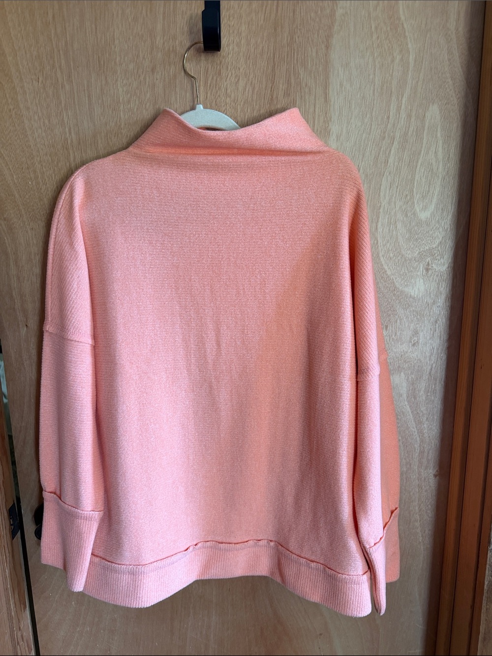 Relaxed Coral Funnel Neck Sweater